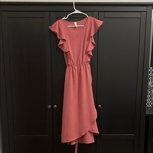 Elegant Pink Ruffle Dress